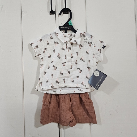 Modern Moments by Gerber - Baby - Shirt and Shorts 2 Pc. Set - Palm Trees 6-9 mo - Picture 1 of 4